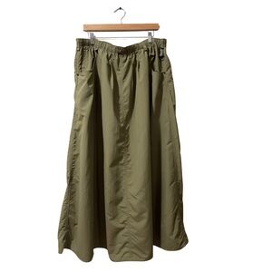 Olive Green Elastic Waist Maxi Skirt